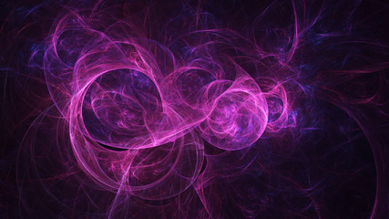 Abstract purple glowing shapes. Fantasy light background. Digital fractal art. 3d rendering.