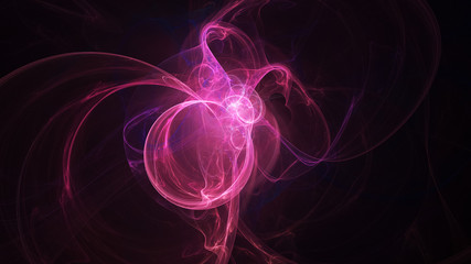 Abstract pink glowing shapes. Fantasy light background. Digital fractal art. 3d rendering.