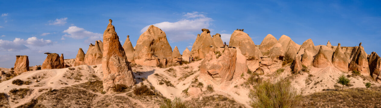 Panorama of Devrent Valley / Imaginary Valley, a valley full of unique rock formations in Cappadocia, Turkey