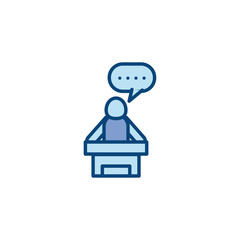 Isolated avatar on podium with bubble line and fill style icon vector design