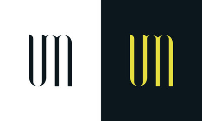 Minimalist abstract line art letter UM logo. This logo icon incorporate with two letter in the creative way.