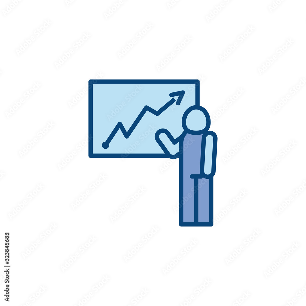 Poster isolated avatar and workflow board line and fill style icon vector design