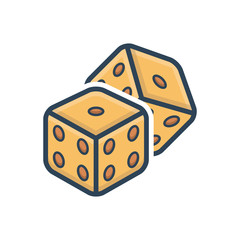 Color illustration icon for dice game 