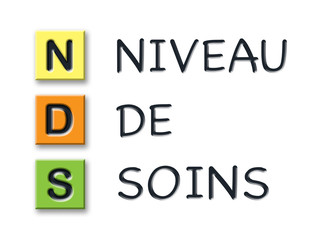 NDS initials in colored 3d cubes with meaning in french language