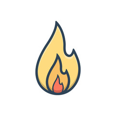 Color illustration icon for fire hot burn 