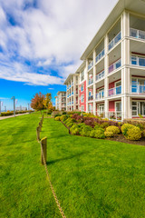 A perfect neighborhood. Apartments in suburb at Fall in the north America.