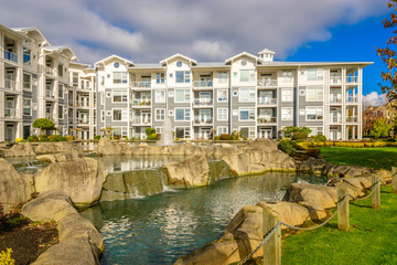 Apartment buildings in Vancouver, Canada. Residential architecture.