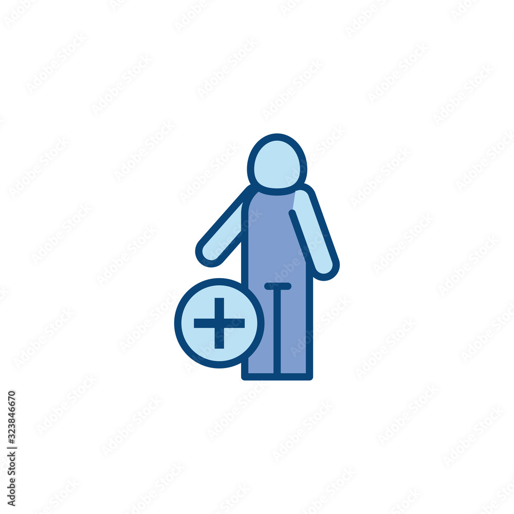 Poster isolated avatar and plus sign line and fill style icon vector design