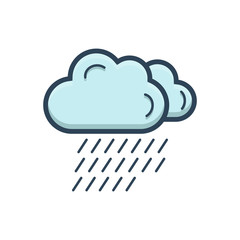 Color illustration icon for cloud overcast rain