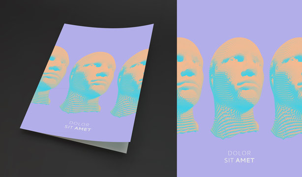 Cover design template. Applicable for placards, banners, book covers, brochures, planners or notebooks. 3d vector illustration with place for text.