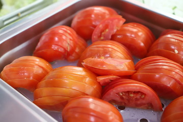 Freshly cut tomato slices