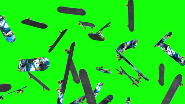 skateboard loop green screen animation 