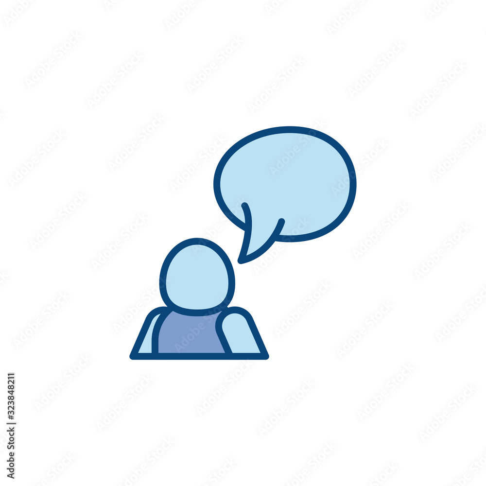 Poster isolated avatar with bubble line and fill style icon vector design