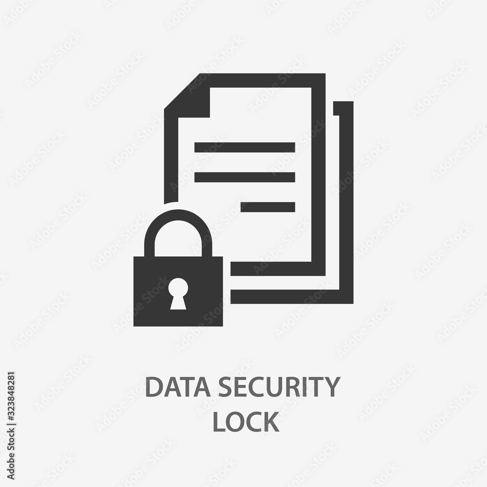 Poster data security lock icon. vector illustration for graphic and web design.