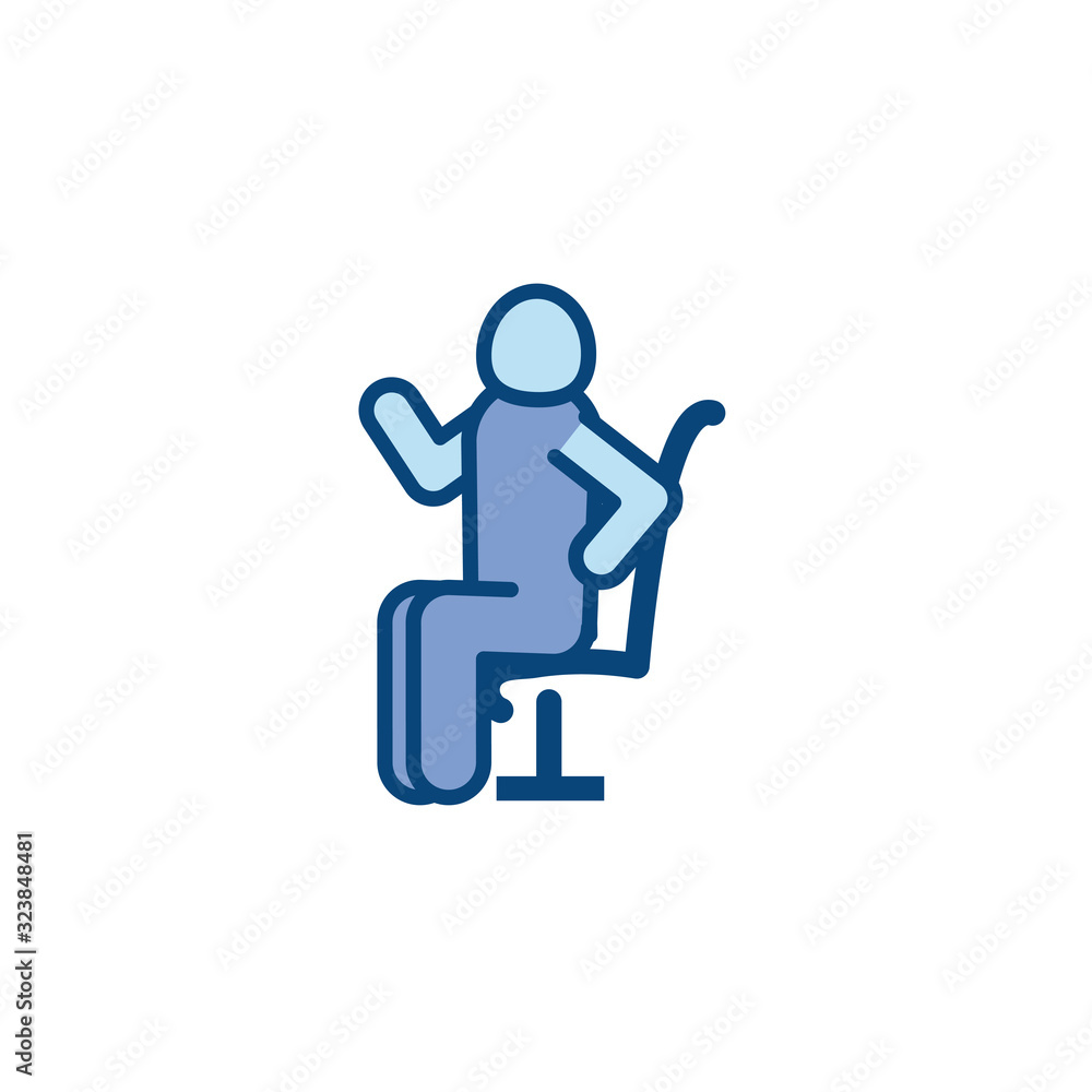 Poster isolated avatar seated line and fill style icon vector design