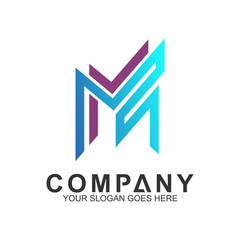 M logo with mono line shape business logo template