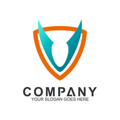 shield letter V logo design template