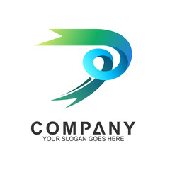 logo of letter P with ribbon style