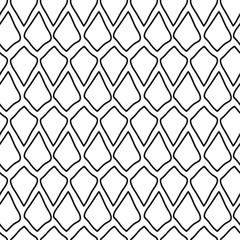 Mosaic scales background pattern, seamless repeat vector black and white
