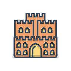 Color illustration icon for castle fort 