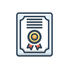 Color illustration icon for certificate diploma