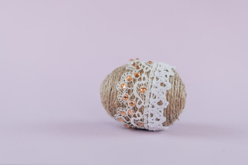 Close up of Easter eggs on light background. Vintage easter concept.