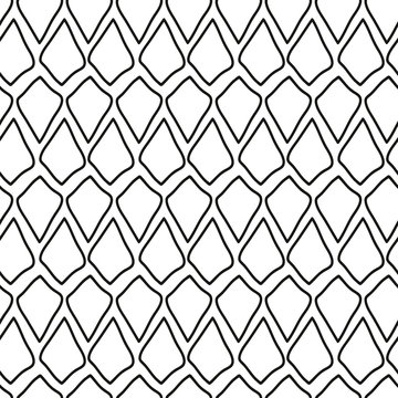Mosaic scales background pattern, seamless repeat vector black and white