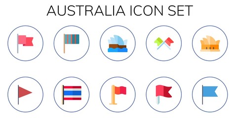 Modern Simple Set of australia Vector flat Icons