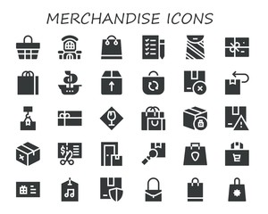 Modern Simple Set of merchandise Vector filled Icons