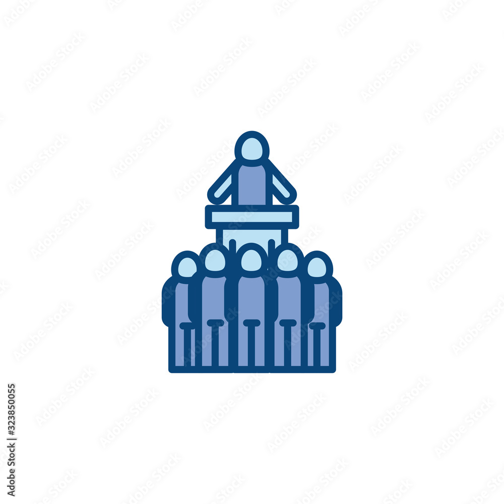 Poster isolated avatar on podium line and fill style icon vector design