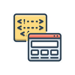 Color illustration icon for backend code 