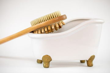 wooden soft body brush isolated on white background