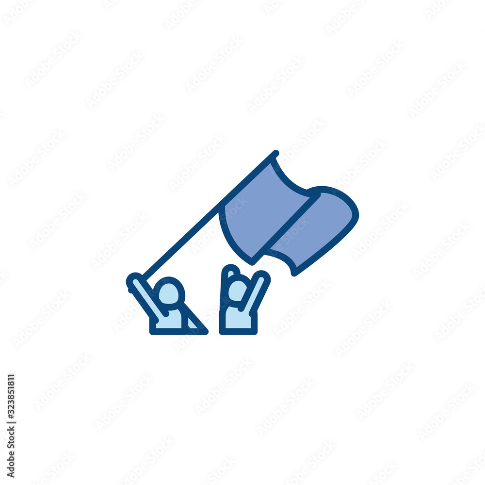 Poster isolated avatars with flag line and fill style icon vector design