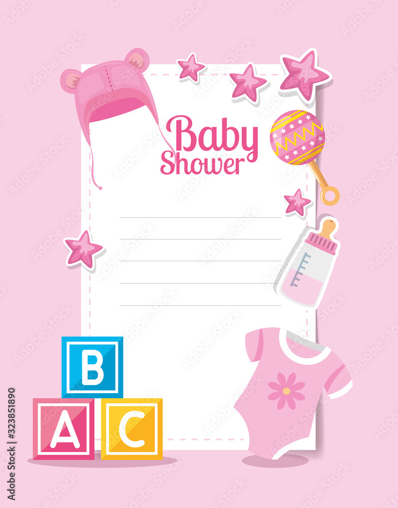 Poster baby shower card with cute decoration vector illustration design