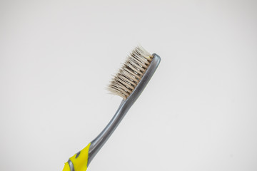 Plastic toothbrush isolated on a white background.