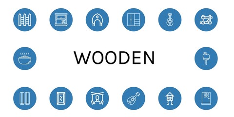 Set of wooden icons