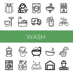 wash simple icons set