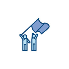 Isolated avatars with flag line and fill style icon vector design