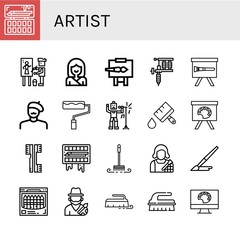 artist simple icons set