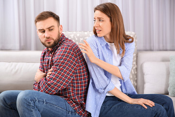 Couple with problems in relationship at home
