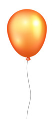 Orange helium balloon. Birthday balloon flying for party and celebrations. Isolated on plaid transparent background. Vector illustration for your design and business.