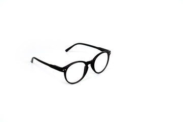 Unisex glasses with black plastic frames. With diopters for reading. Health, vision. Stylish...