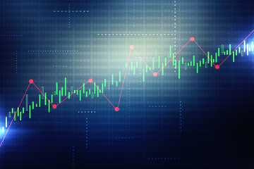 2d rendering Stock market online business concept. business Graph 