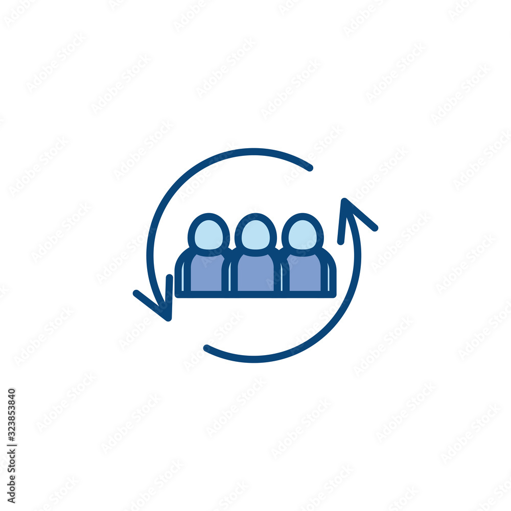 Poster isolated avatars and repeat arrows line and fill style icon vector design