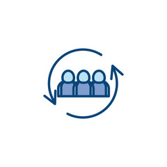 Isolated avatars and repeat arrows line and fill style icon vector design