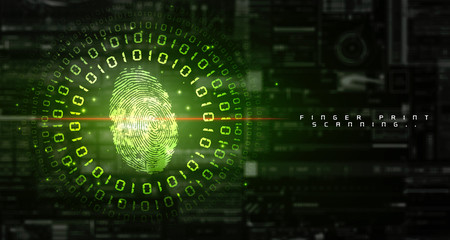Obraz premium Fingerprint Scanning Technology Concept 2d Illustration