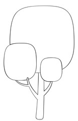 Vector silhouette of deciduous tree. Stylized contour for logo design, clothing decoration, tattoo or greeting card