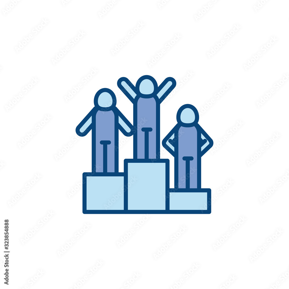 Poster isolated avatars on podium line and fill style icon vector design