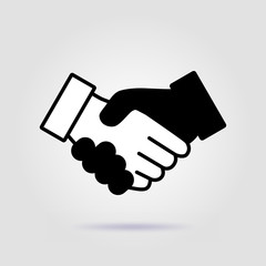 Black icon handshake background business finance with a soft shadow