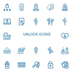 Editable 22 unlock icons for web and mobile